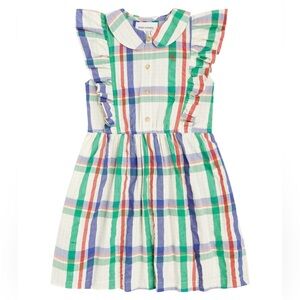 Bobo Choses Multicolor Striped plaid ruffle Kids Dress size 4-5 $114
